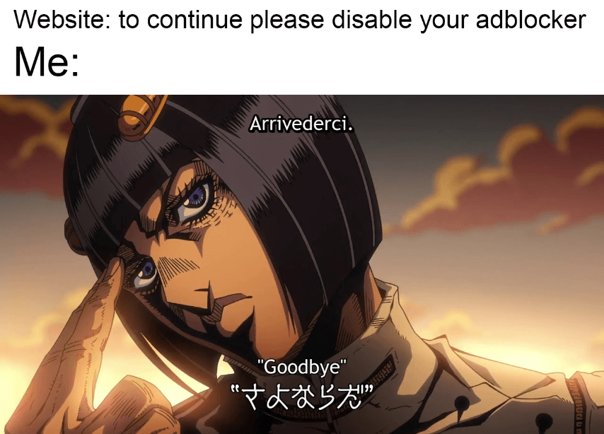 Arrivederci Adblock blocker